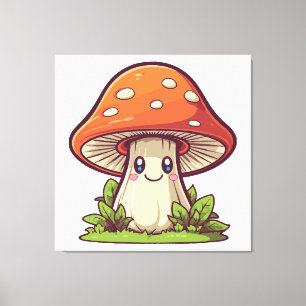 Impressão Em Tela Estilo kawaii fofo, procura de cogumelos