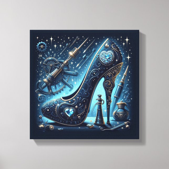 Impressão Em Tela Estilo Steampunk Stiletto Alto Heel (Frente)