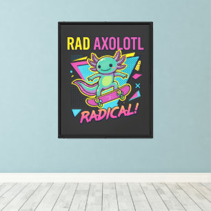 Impressão Em Tela Estilo vintage dos anos 90 Axolote Skate Rad neon