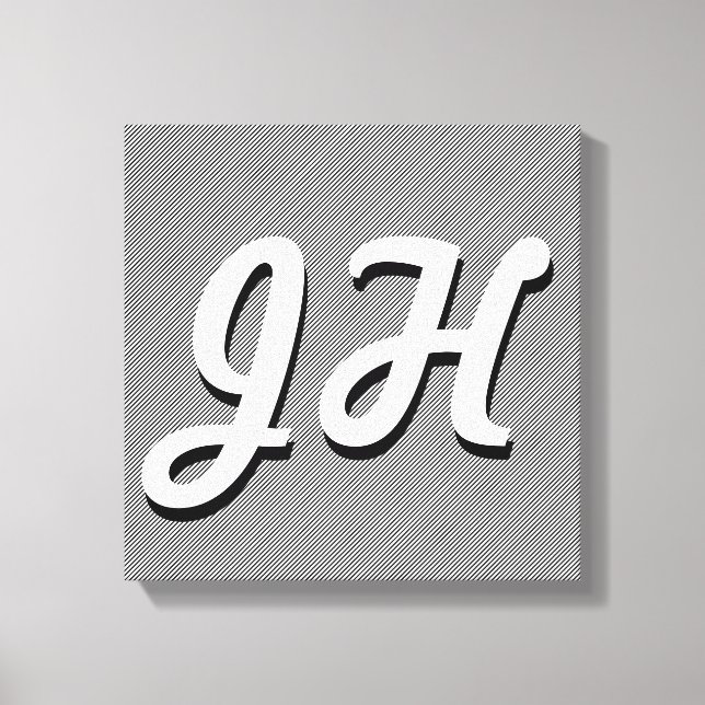 Impressão Em Tela Estirpes Pretas e Brancas Finas | Iniciais Retrorr (Frente)