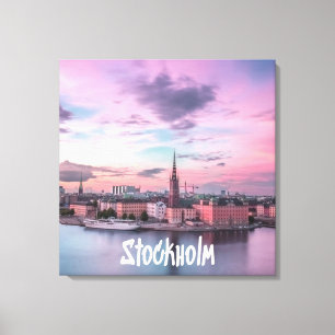 Impressão Em Tela Estocolmo Capital da Noite da Suecia Skyline