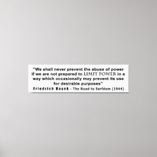 Impressão Em Tela Estrada de Friedrich Hayek às citações do poder