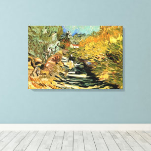 Impressão Em Tela Estrada em St Remy com Figura por Vincent van Gogh