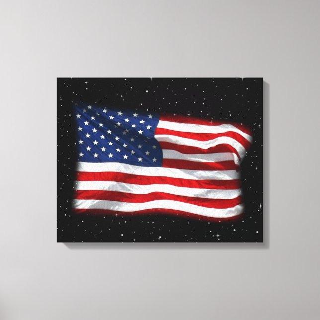 Impressão Em Tela Estrelas e Stripes Bandeira Americana Patriótica (Frente)