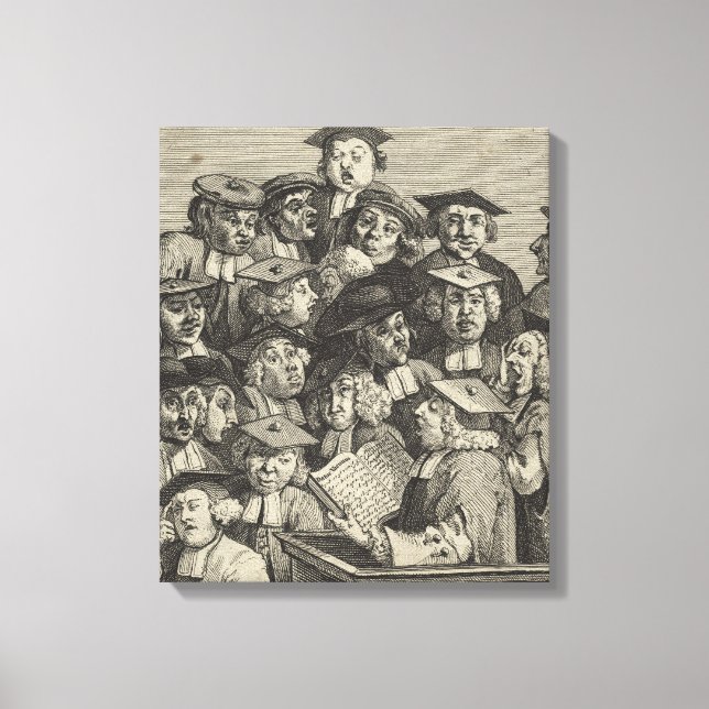 Impressão Em Tela Estudiosos em uma aula (por William Hogarth) (Frente)