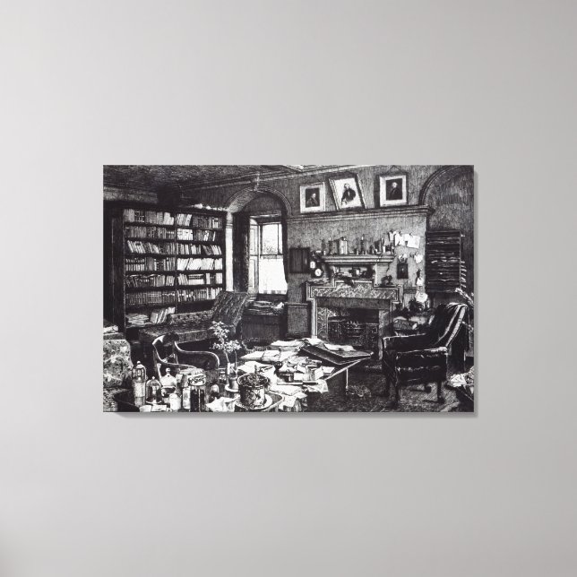 Impressão Em Tela Estudo de Charles Darwin em Down House, 1882 (Frente)