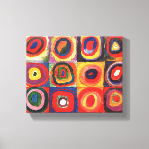 Impressão Em Tela Estudo de cor de Kandinsky Quadrados Círculos Arte