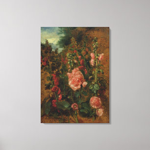 Impressão Em Tela Estudo de Hollyhocks, c.1826 (óleo no conselho)
