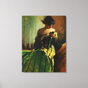 Impressão Em Tela Estudo em Preto e Verde por John White Alexander