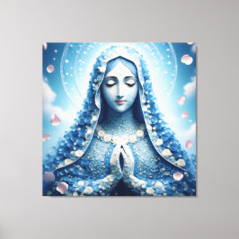 Impressão Em Tela Ethereal Virgin Mary Blue Rose Portrait 