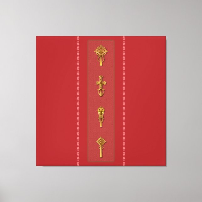 Impressão Em Tela Ethiopian Orthodox Crosses – Gold on Red (Frente)
