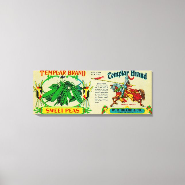 Impressão Em Tela Etiqueta de Ervilha TempláriaGrandes Rapids, MI (Frente)