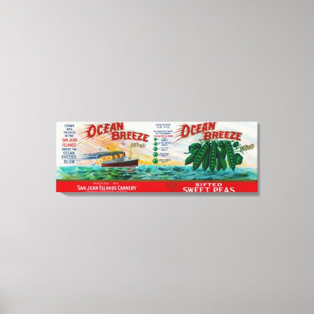 Impressão Em Tela Etiqueta de Ervilhas Doce de Respiração Oceânica (Frente)