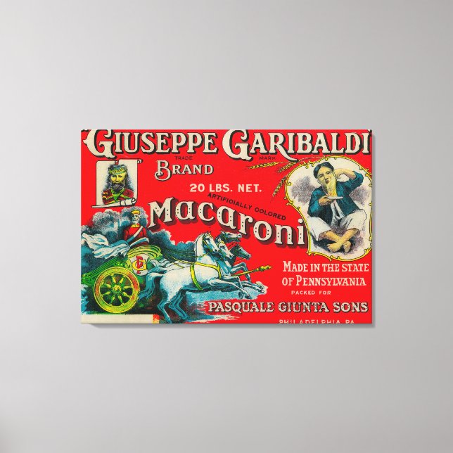 Impressão Em Tela Etiqueta Giuseppe Garibaldi Macaroni (Frente)