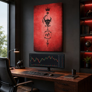 Impressão Em Tela Eu Acredito em Mim Símbolo Trader Vermelho Carmesi
