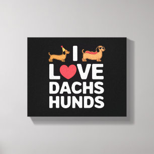 Impressão Em Tela Eu adoro Dachshols Divertida Ilustração com Legal