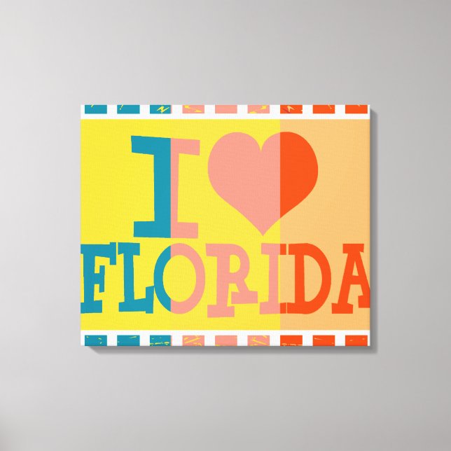 Impressão Em Tela Eu amo a Flórida - Pop art 2 (Frente)