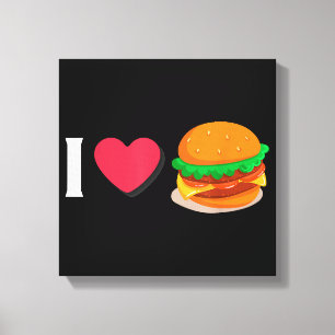 Impressão Em Tela Eu Amo Burger Cheeseburger Unsaudável Comendo
