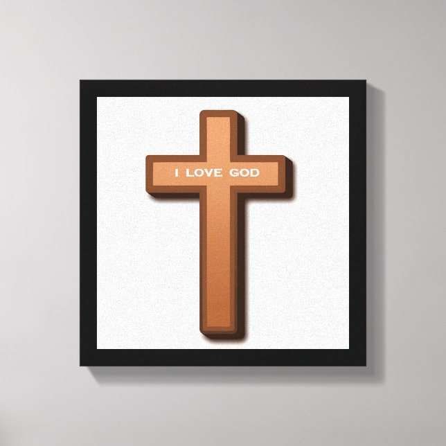 IMPRESSÃO EM TELA "EU AMO DEUS" CRUZADO (Frente)
