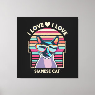 Impressão Em Tela Eu amo gato siamês