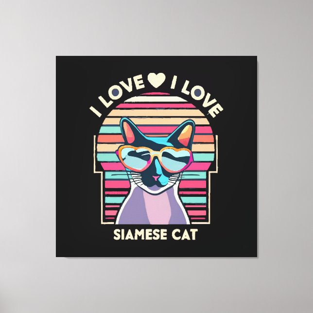 Impressão Em Tela Eu amo gato siamês (Frente)