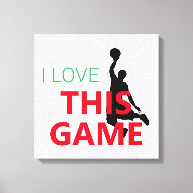 Impressão Em Tela Eu Amo Jogo de Basquete (Frente)