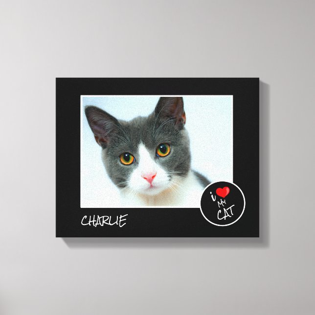 Impressão Em Tela Eu Amo Meu Gato, Foto Personalizada - Pet Lovers (Frente)