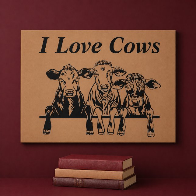 Impressão Em Tela Eu Amo Vacas (Criador carregado)