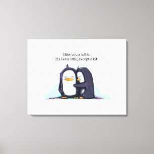 Impressão Em Tela Eu gosto de você pinguins de um Lottle - impress