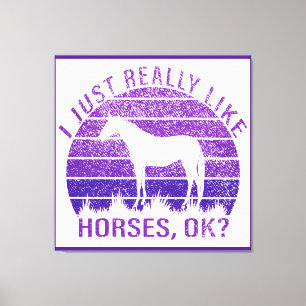 Impressão Em Tela Eu gosto muito de cavalos em roxo