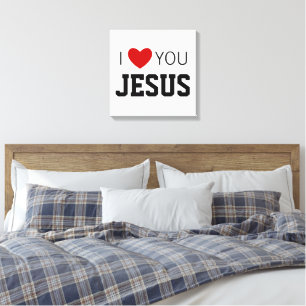 Impressão Em Tela Eu te amo Jesus Moderno Christian Faith Heart