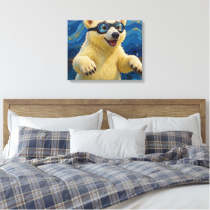 Impressão Em Tela Eu Tenho Bolhas - Filhote de Urso Polar na Água