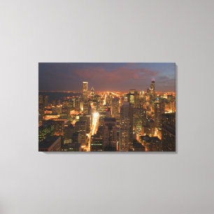 Impressão Em Tela EUA, Illinois, Chicago: Vista da Noite do Loop 2