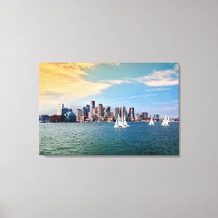 Impressão Em Tela EUA, Massachusetts. Horizonte da Orla de Boston 3