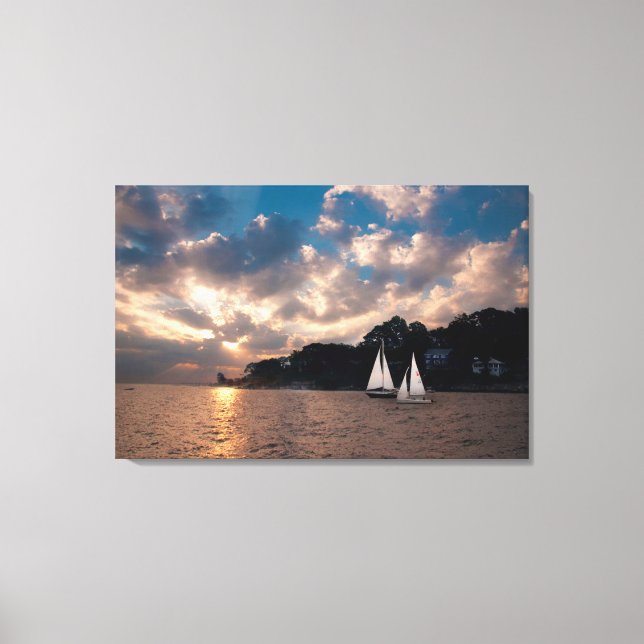 Impressão Em Tela EUA, Massachusetts. Navegação por Sunset (Frente)