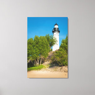 Impressão Em Tela EUA, Michigan. Farol de Au Sable no Lago