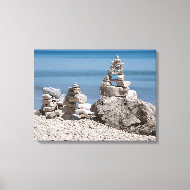 Impressão Em Tela EUA, Michigan. Torres Pedras Na Praia (Frente)