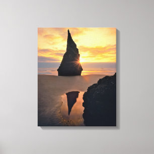 Impressão Em Tela EUA, Oregon. Formação Rochosa Ao Pôr do Sol