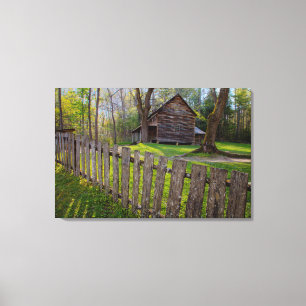 Impressão Em Tela EUA, Tennessee, Cabana em Cades Cove