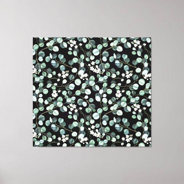 Impressão Em Tela Eucalyptus deixa: padrão de flores brancas (Frente)