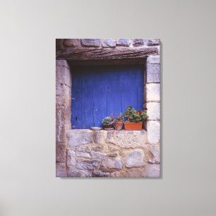 Impressão Em Tela Europa, França, Cereste. Uma porta azul adiciona 