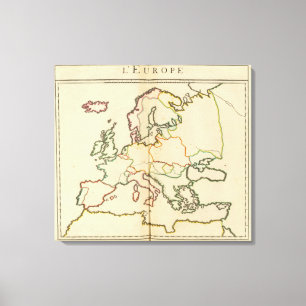 Impressão Em Tela Europa, montanhas e esboço dos rios