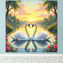 Ewige Liebe –Zwei verliebte Schwäne im Abendlicht