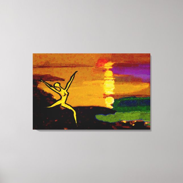 Impressão Em Tela Exalar! Liberdade Jovens Dançando Praia Sunset (Frente)