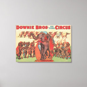 Impressão Em Tela Executando Elefantes Com Mulheres E Formadores.