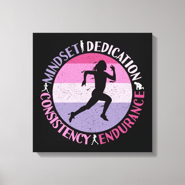 Impressão Em Tela Executando Mindset - Cota de Resistência Girly Run (Frente)