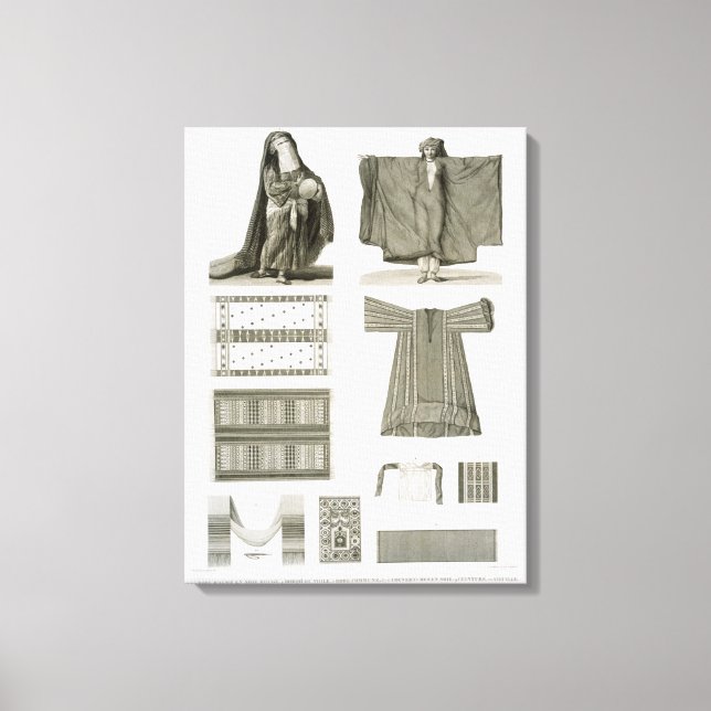 Impressão Em Tela Exemplos de Seda e Figurinos Egípcios, de 'Desc (Frente)