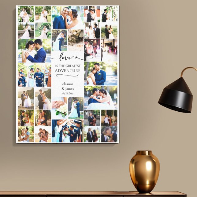 Impressão Em Tela Exibir Fotos de Casamento da Maior Aventura Amoros (Love is the greatest adventure wedding photo canvas by Darling & May)