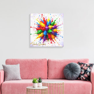 Impressão Em Tela Explosão de Tinta Líquida Colorida Arte Abstrata