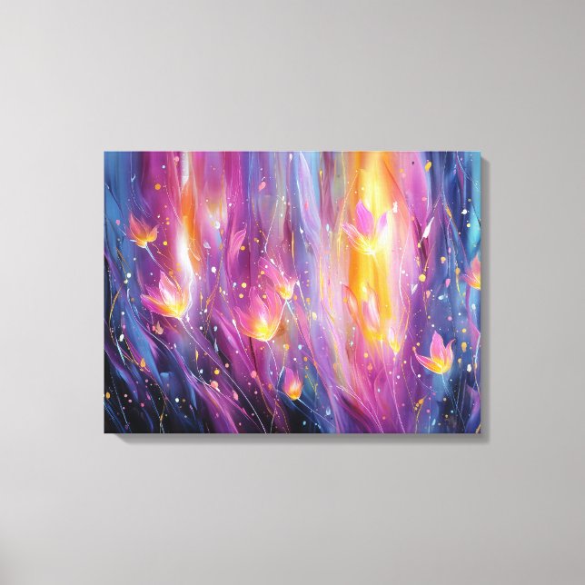 Impressão Em Tela Explosão floral luminosa abstrata (Frente)